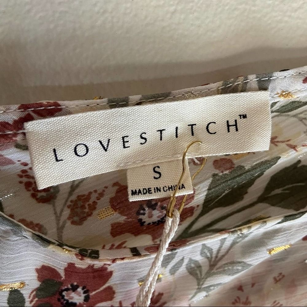 LOVESTITCH Floral Surplice Long Sleeve Tie Back Top Size Small - Picture 6 of 9